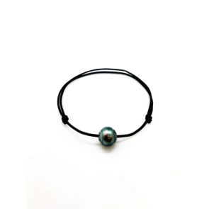 Collection les Merveilles du Pacifiques Bracelet perle cerclée sur cordon - BRC01 noir